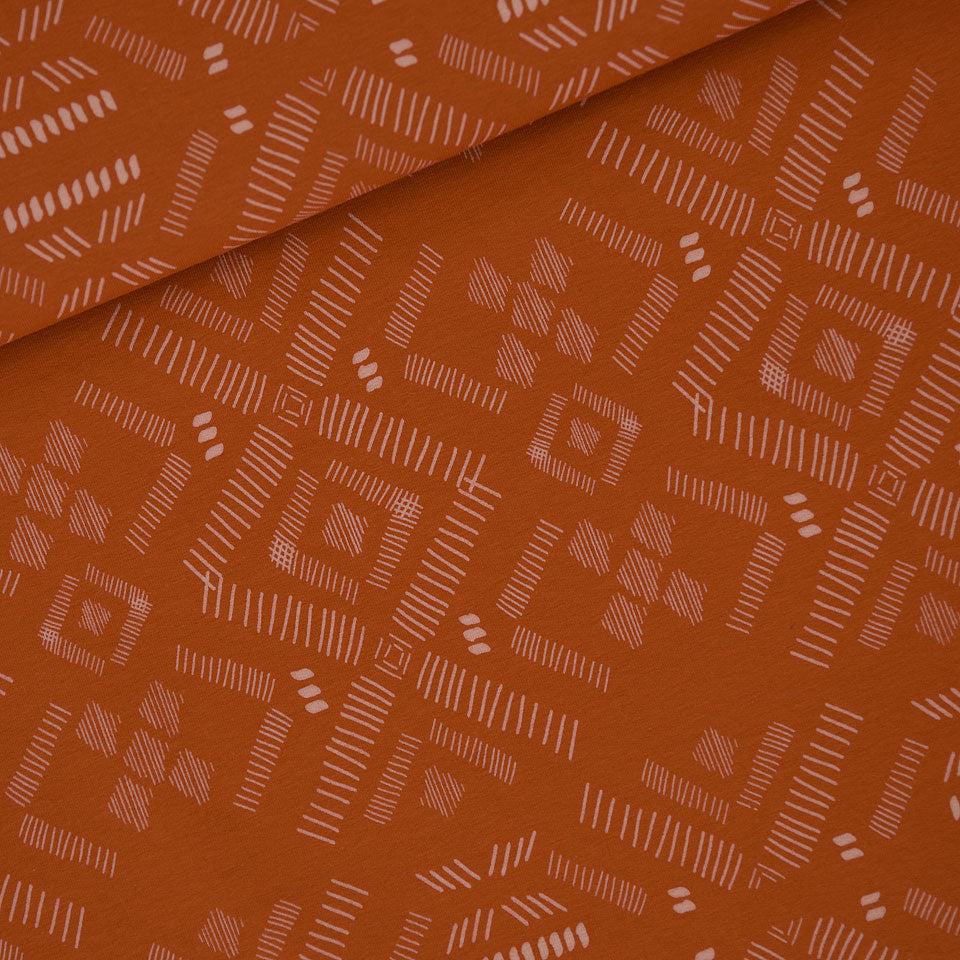 Pattern Stripes French Terry, Autumnal Brown