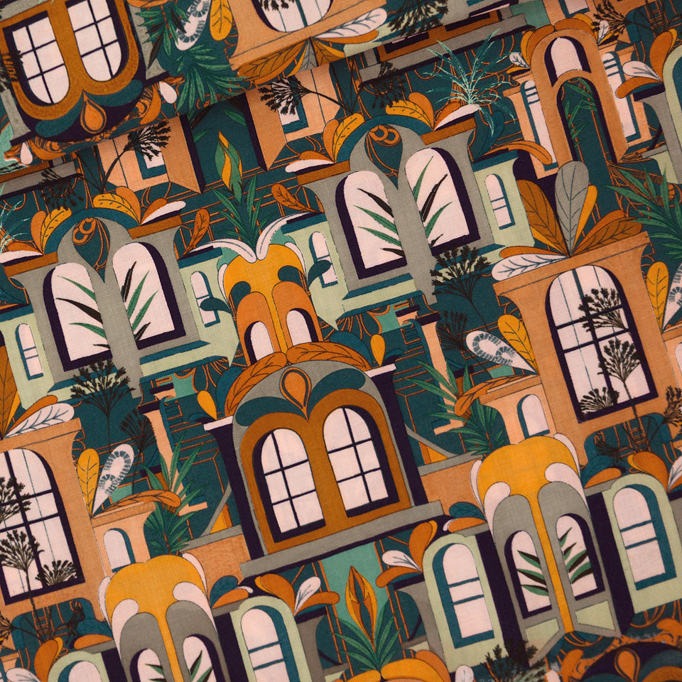 Cuban Houses Woven Viscose