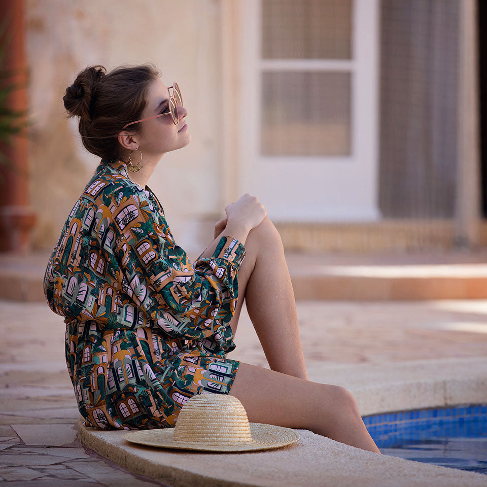 Cuban Houses Woven Viscose