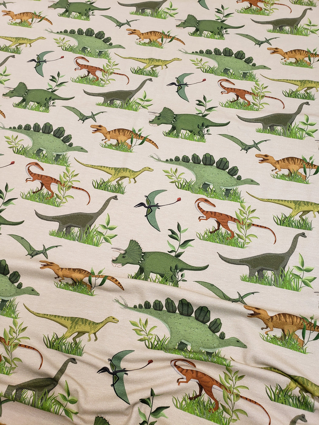Dinosaurland Beige Organic Jersey