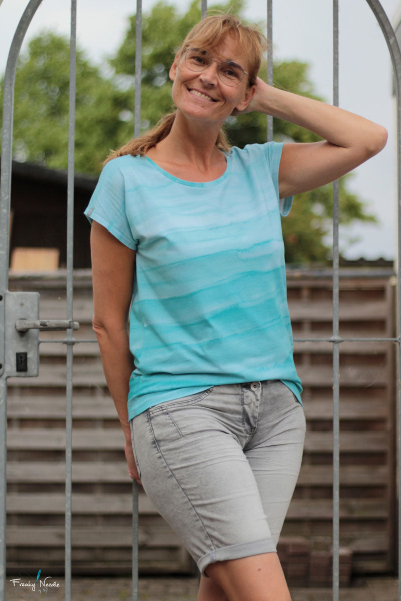 Color Stripes Big Organic Jersey, Mono Aqua