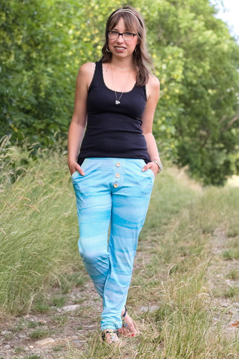 Color Stripes Big Organic Jersey, Mono Aqua