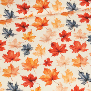 Autumn Nature Leaves Organic French Terry