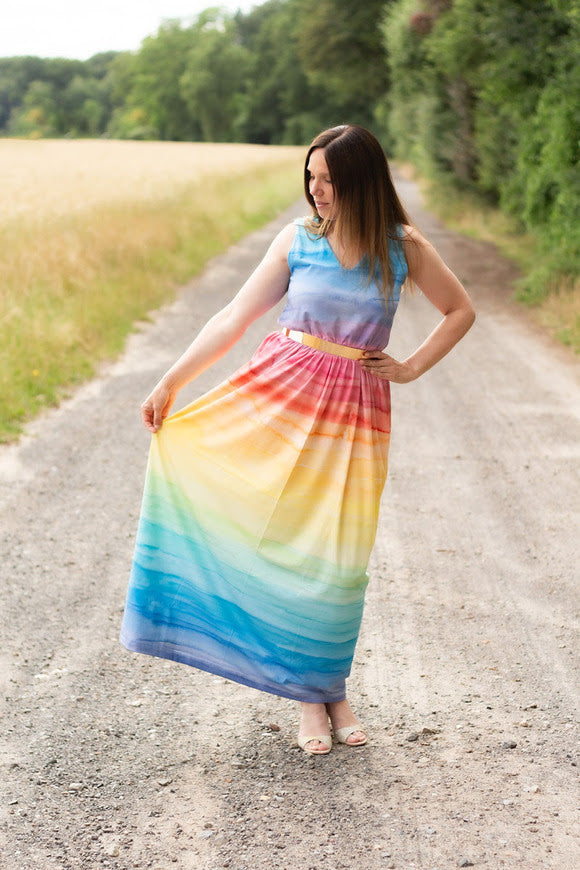 Color Stripes Big Organic Jersey, Rainbow