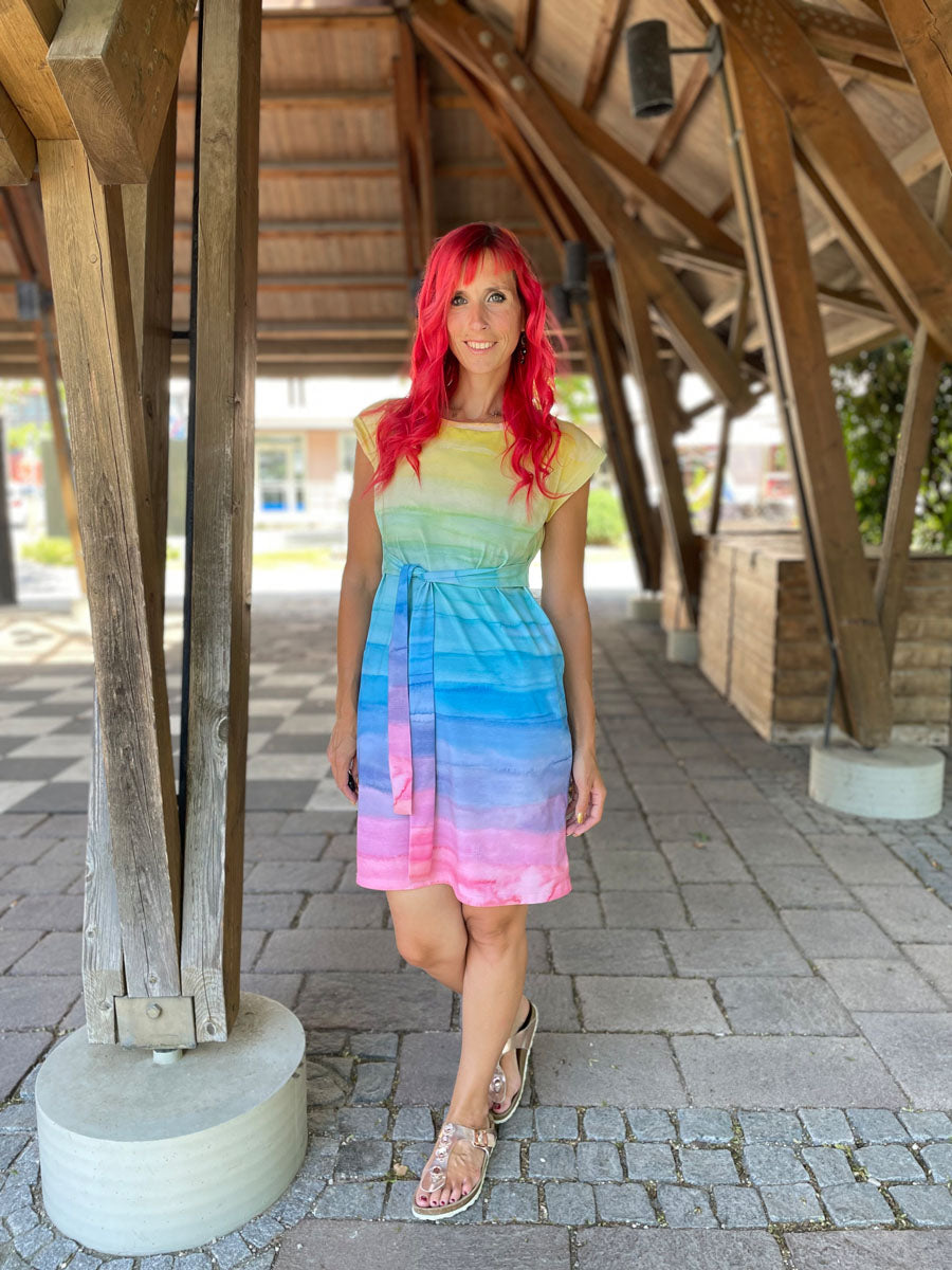 Color Stripes Big Organic Jersey, Rainbow
