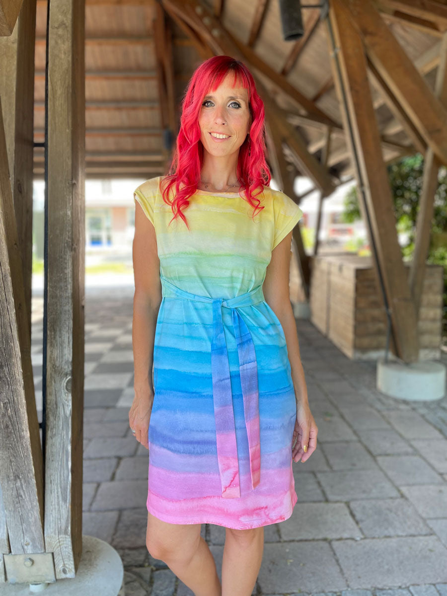 Color Stripes Big Organic Jersey, Rainbow