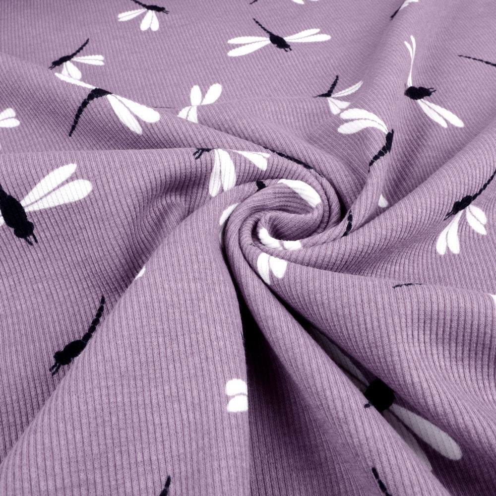 Dragonfly Organic Ribbed Knit, Dusty Lilac