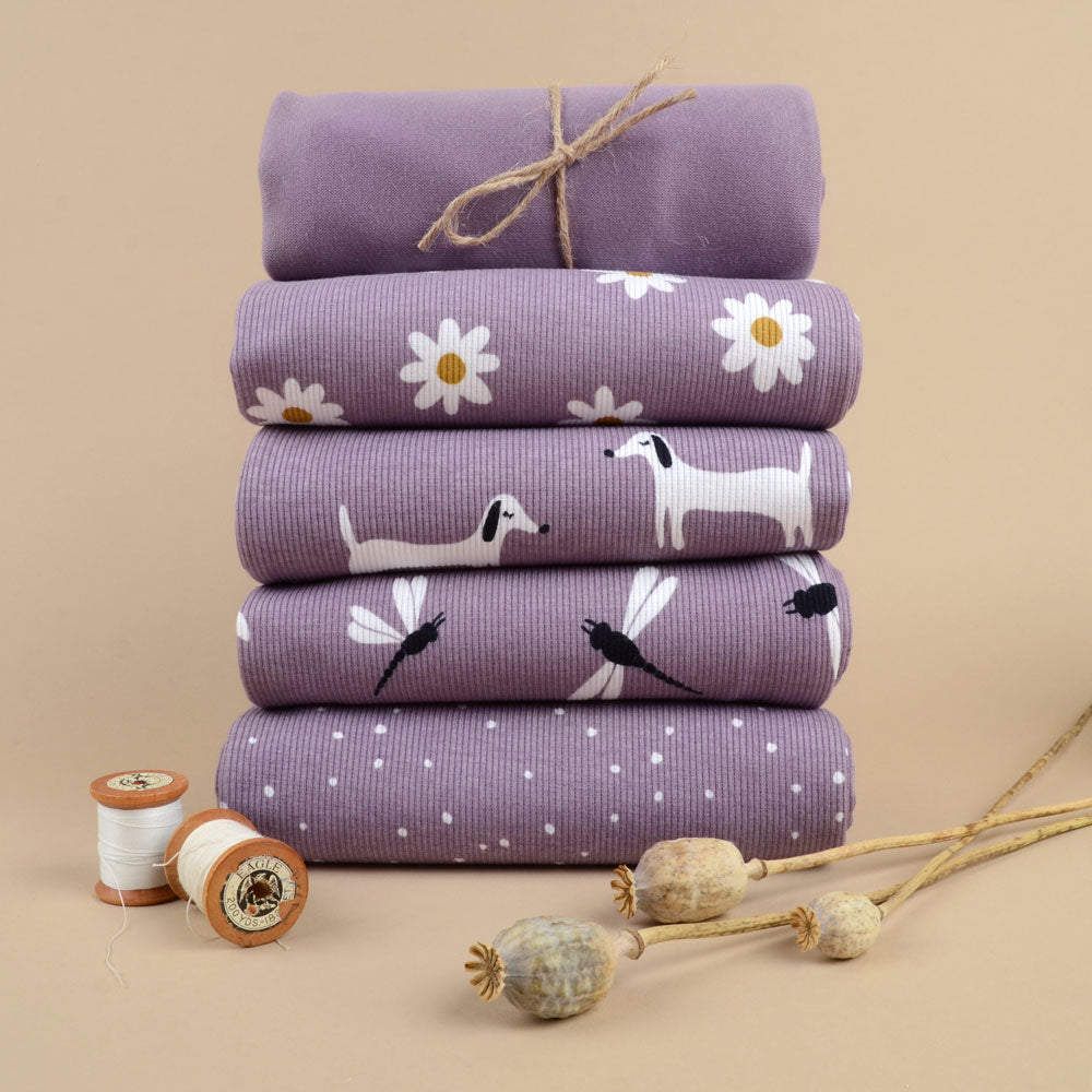 Mini Spots Organic Ribbed Knit, Dusty Lilac