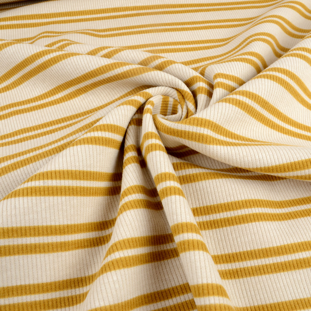 Lines Organic Ribbed Knit, Curry