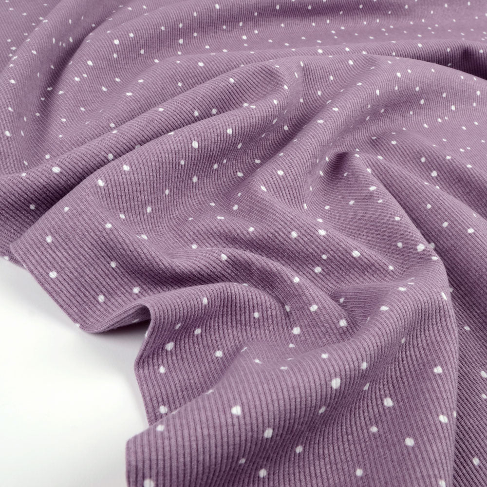 Mini Spots Organic Ribbed Knit, Dusty Lilac