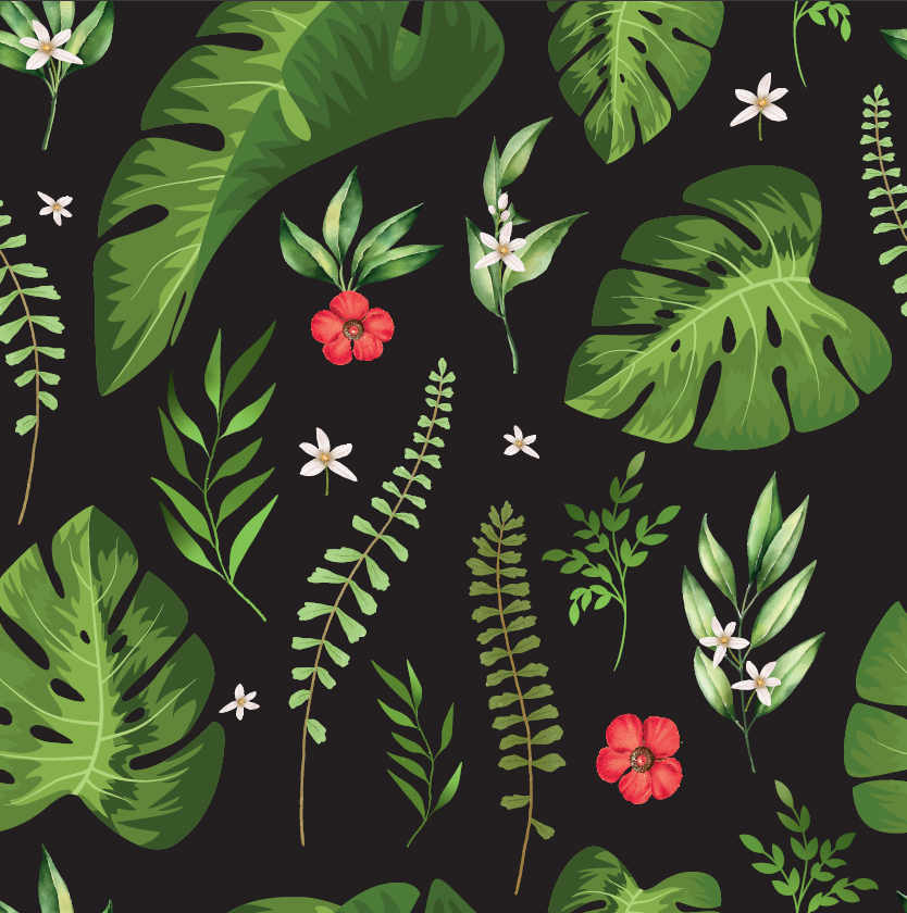 jersey monstera Monstera and Flowers Black Organic Jersey – Jumping June Textiles