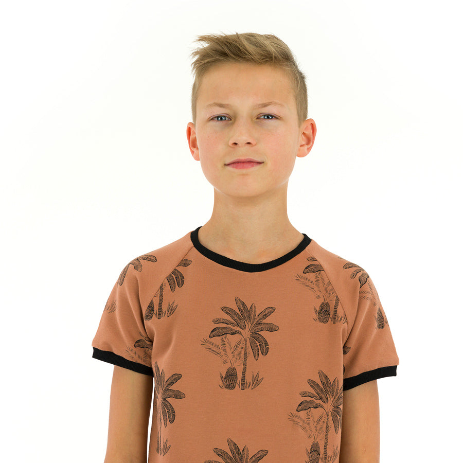 Palm Trees Stretch French Terry, Pecan Brown