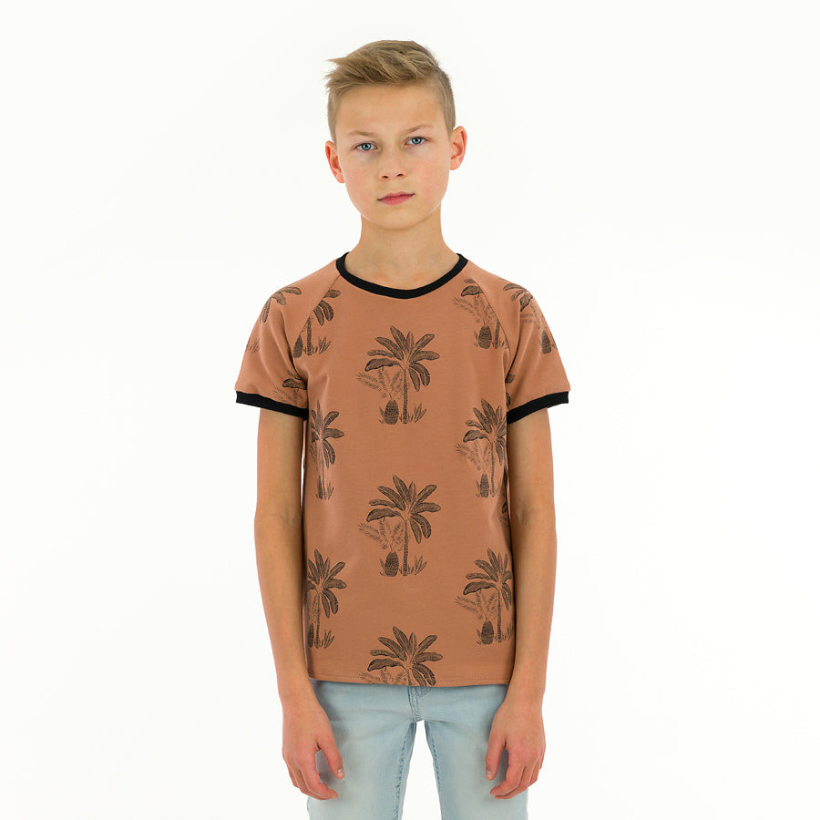 Palm Trees Stretch French Terry, Pecan Brown