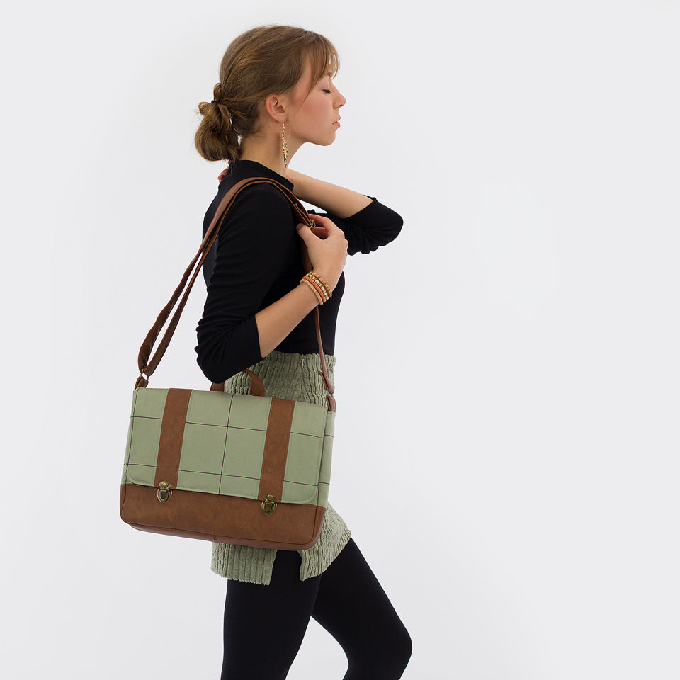 Thin Grid XL Cotton Canvas Twill, Tea Green