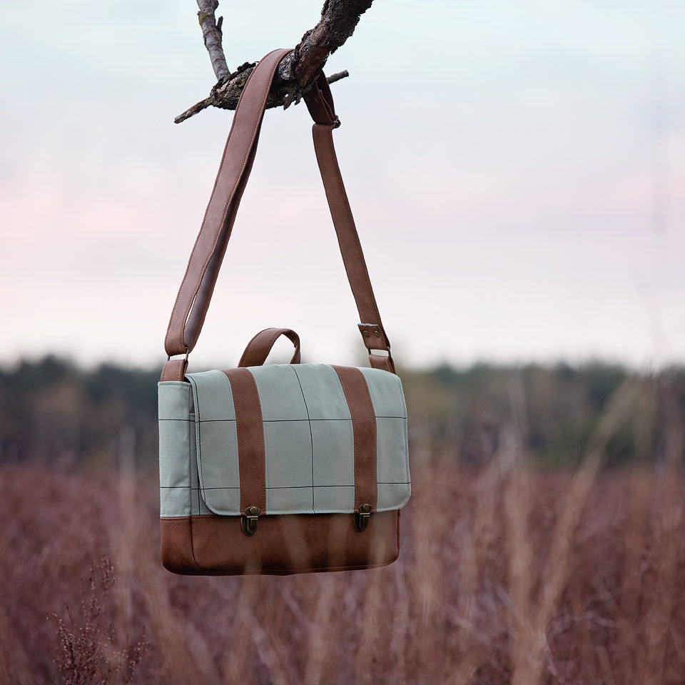 Thin Grid XL Cotton Canvas Twill, Tea Green
