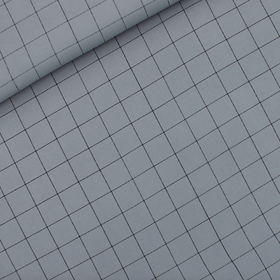 Thin Grid Woven Viscose, Monument Gray