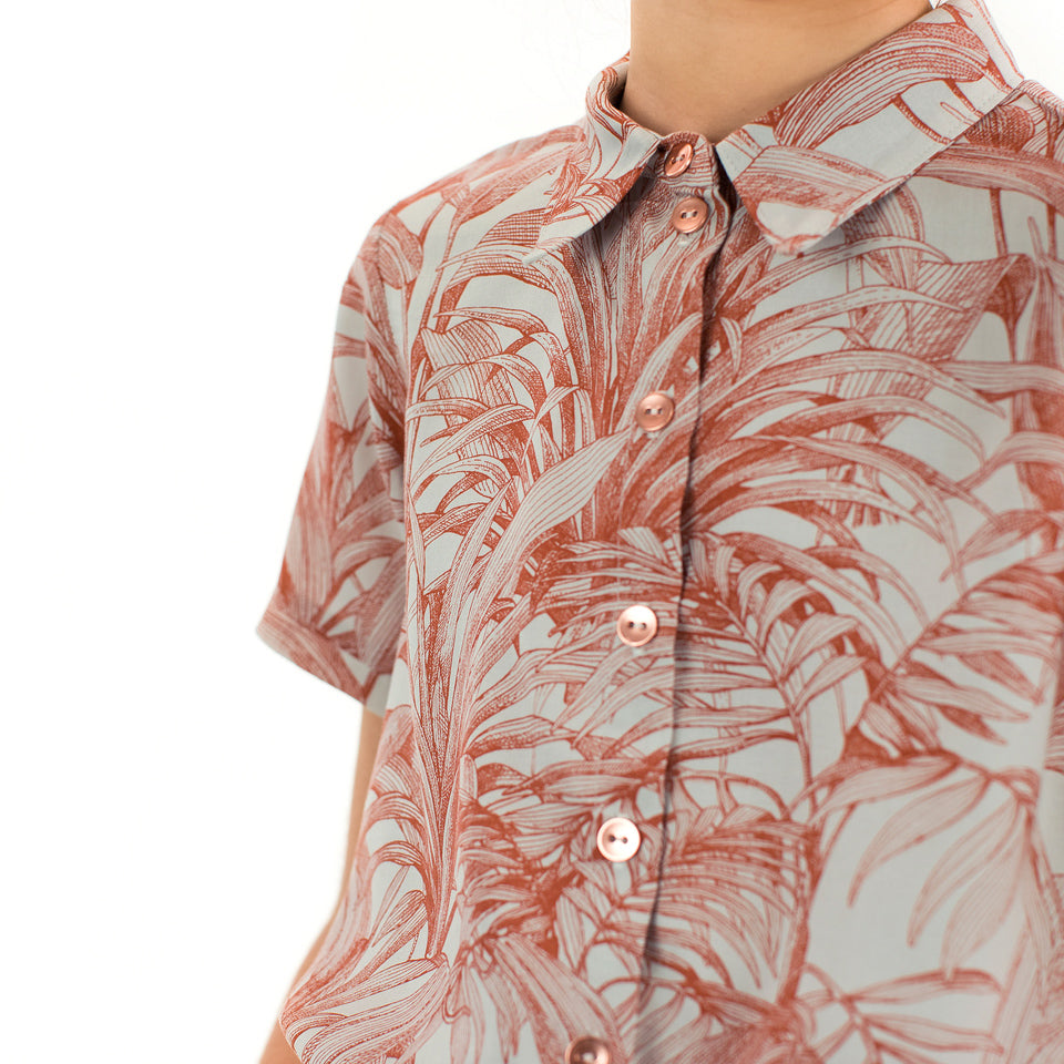 Plants Woven Viscose, Glacier Gray