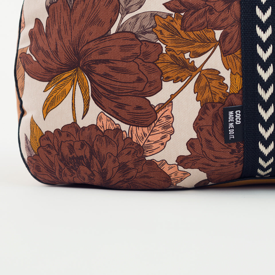 Peonies Cotton Canvas Twill, Almond Peach Gray