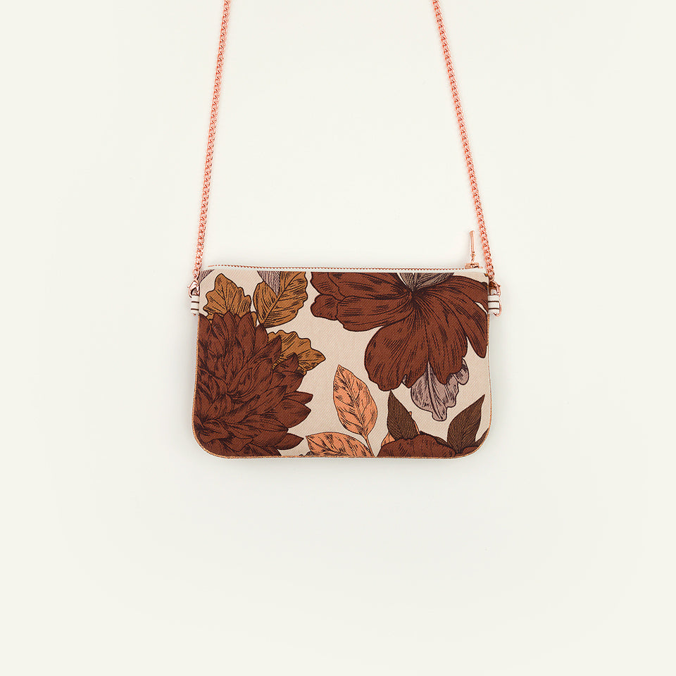 Peonies Cotton Canvas Twill, Almond Peach Gray