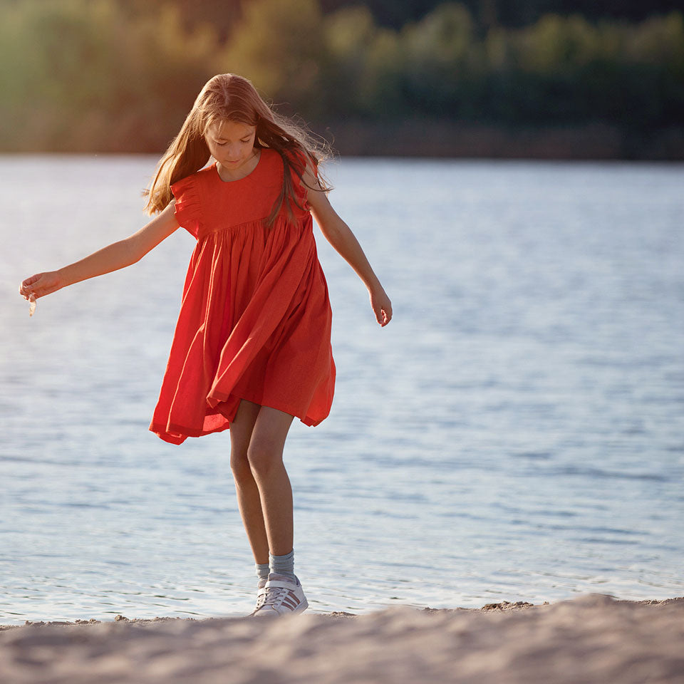 Linen Viscose, Fiesta Red