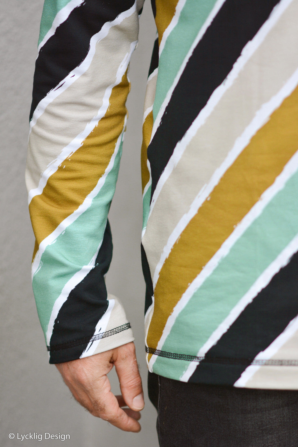 Lycklig Diagonally Stretch French Terry, Ochre-Mint