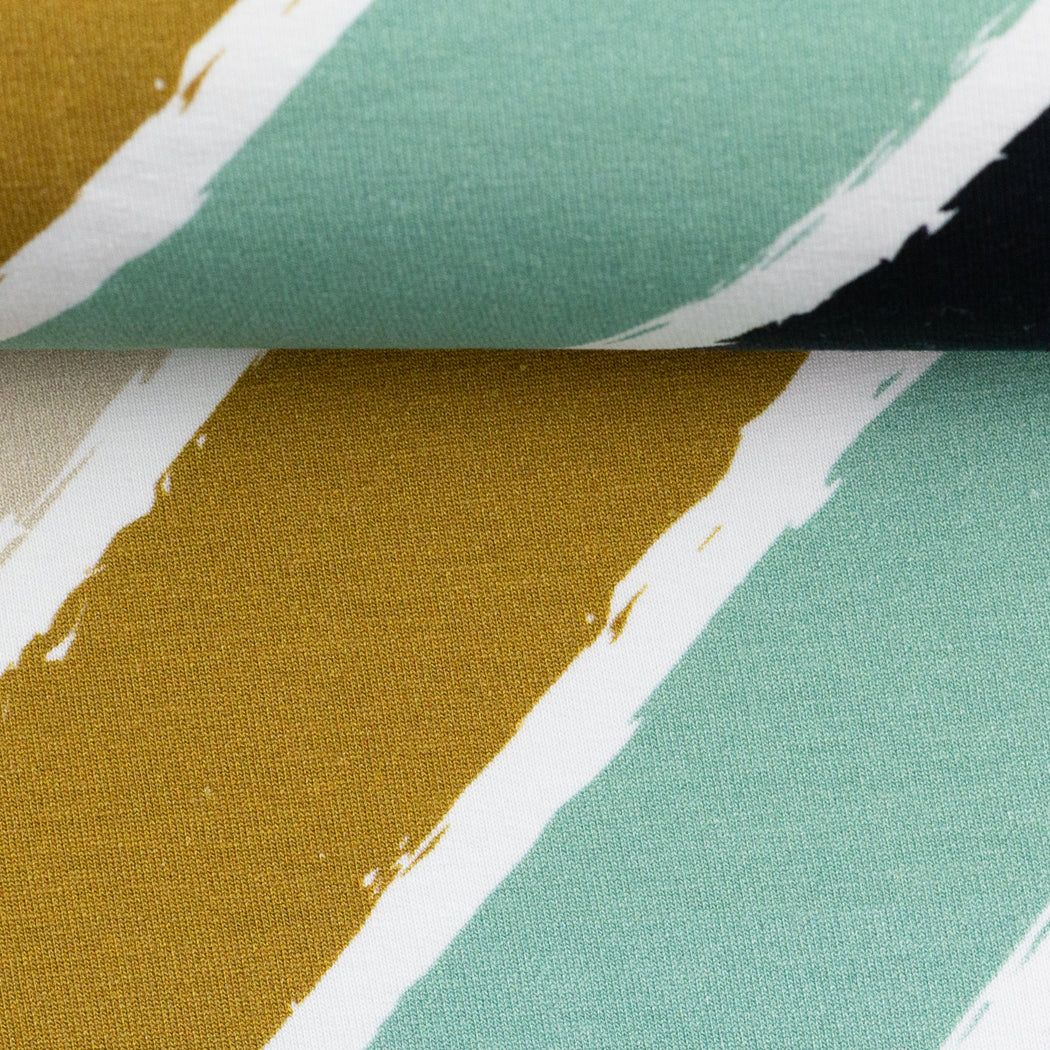 Lycklig Diagonally Stretch French Terry, Ochre-Mint