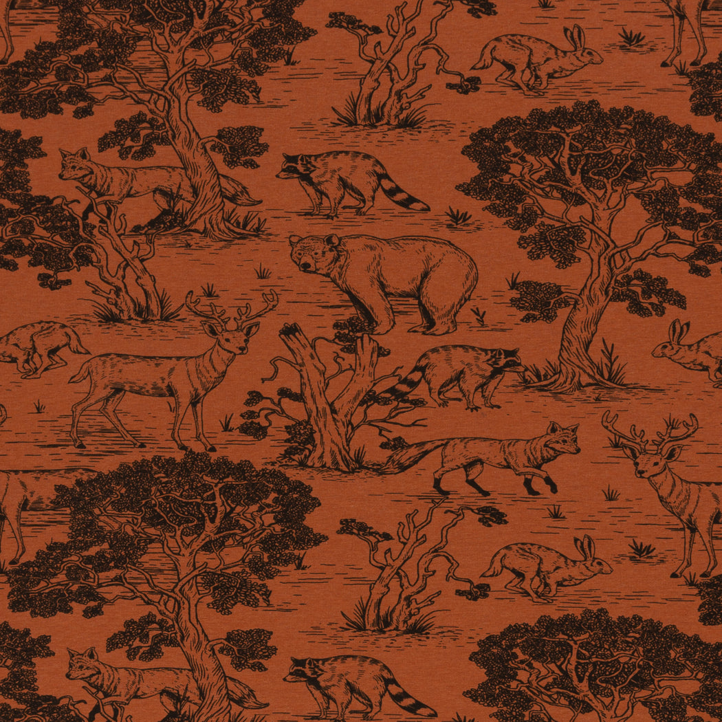 Marieke Forest Animals Sweatshirt Fleece, Melange Terracotta