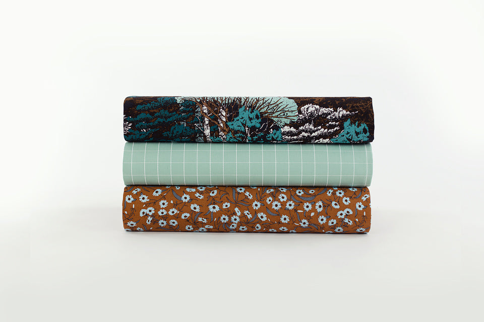 Thin Grid Cotton Canvas Twill, Light Harbor Aqua