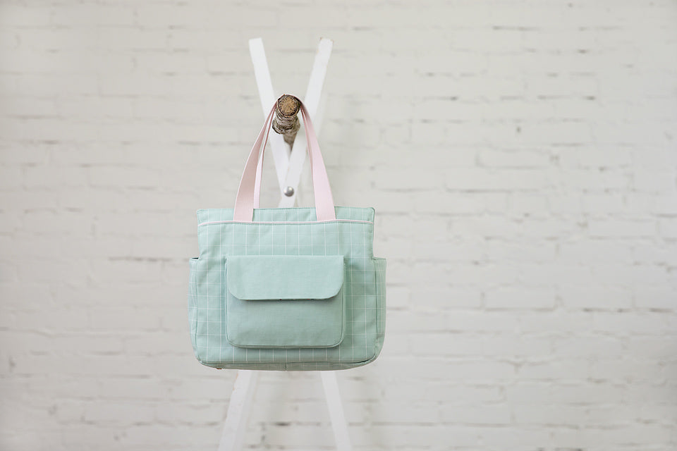 Thin Grid Cotton Canvas Twill, Light Harbor Aqua