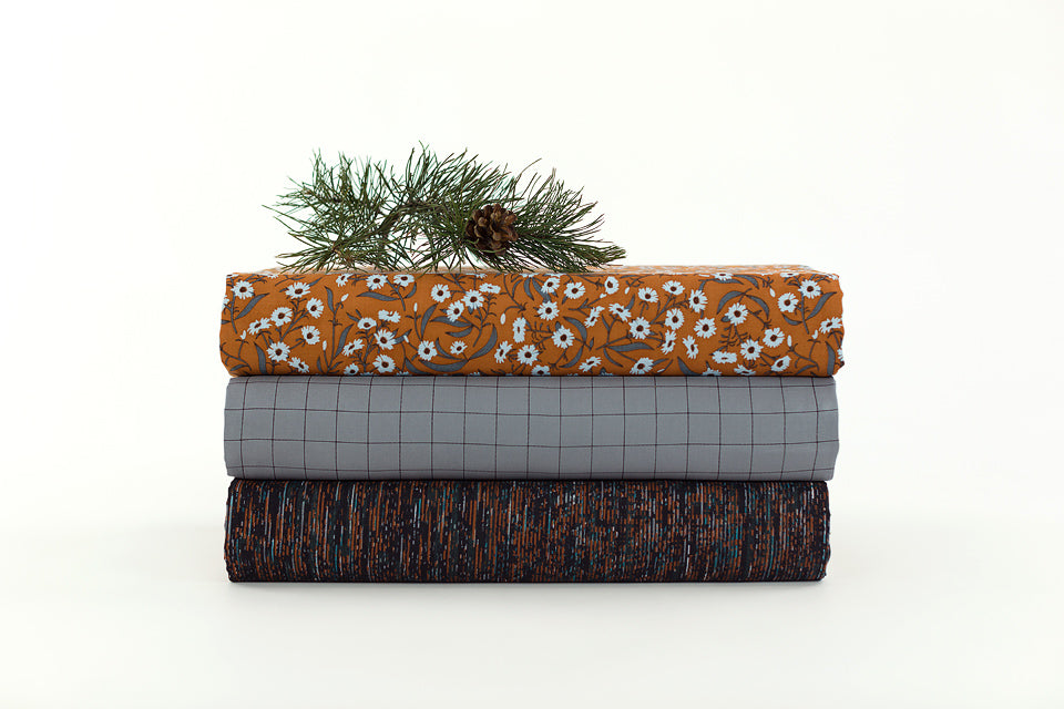 Thin Grid Woven Viscose, Monument Gray