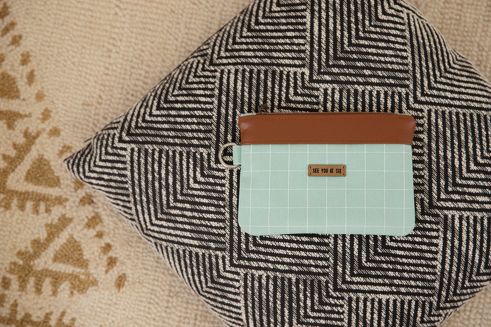 Thin Grid Cotton Canvas Twill, Light Harbor Aqua