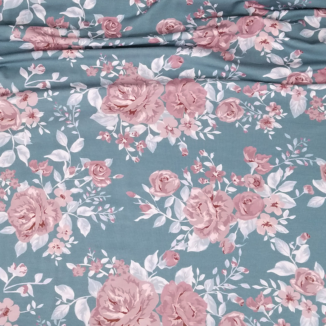 Vintage Rose Organic Stretch French Terry, Frost Blue