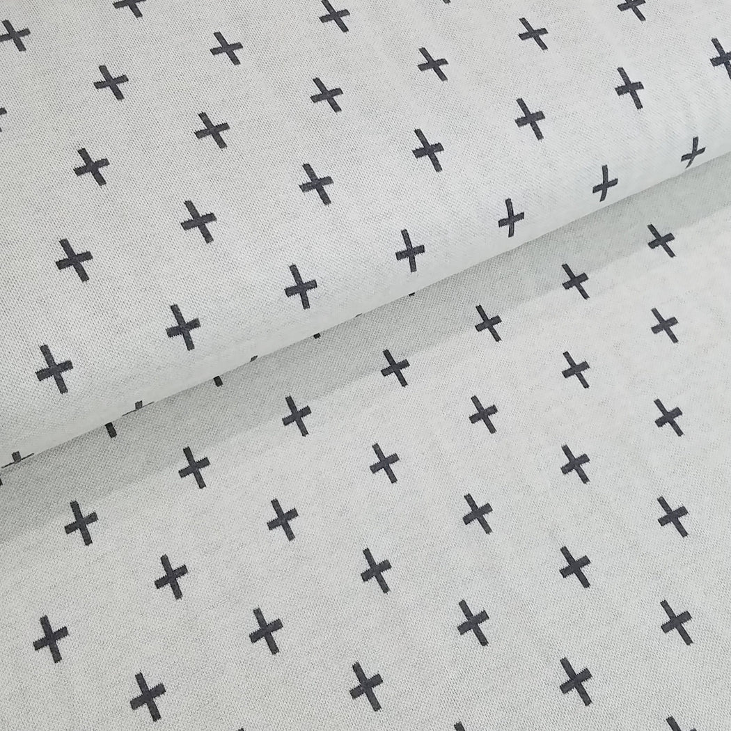 Mono Criss Cross Organic Jacquard, White-Gray by Albstoffe