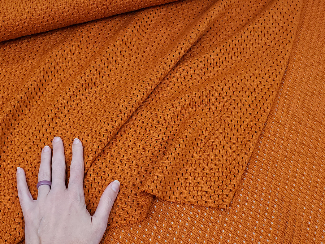 "Check Point" Knitty Air Organic Sweater Knit, Orange by Albstoffe