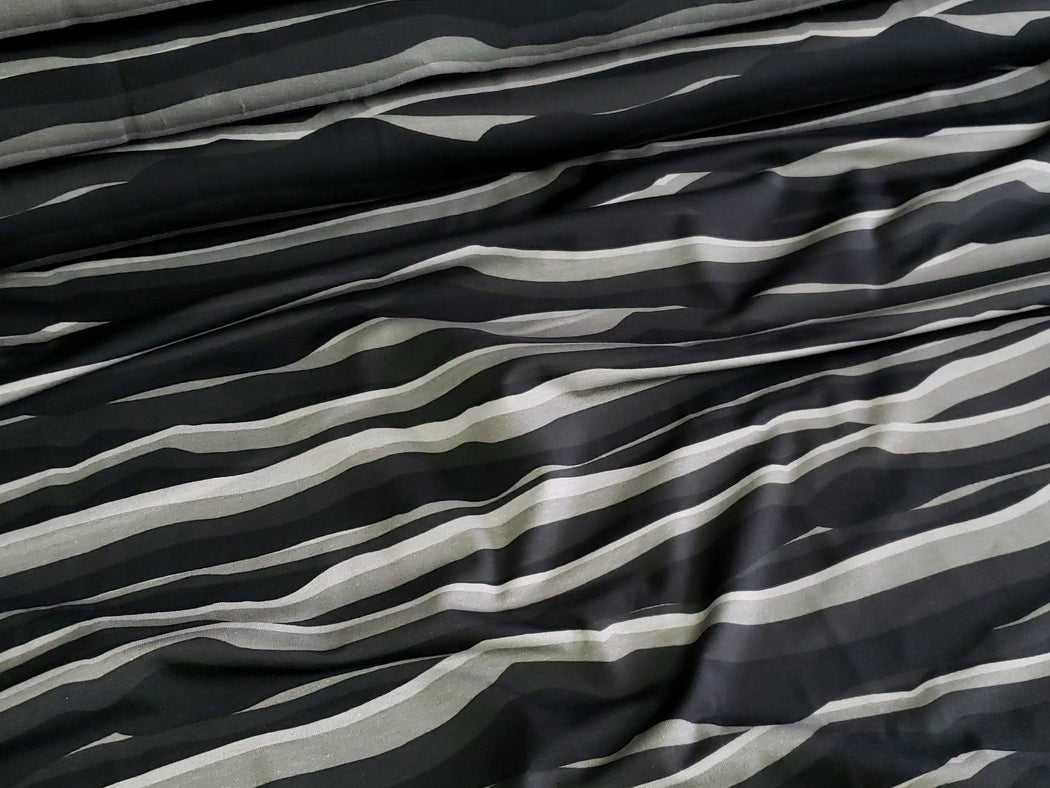 Wavy Stripes Jersey, Black Tonal by Swafing