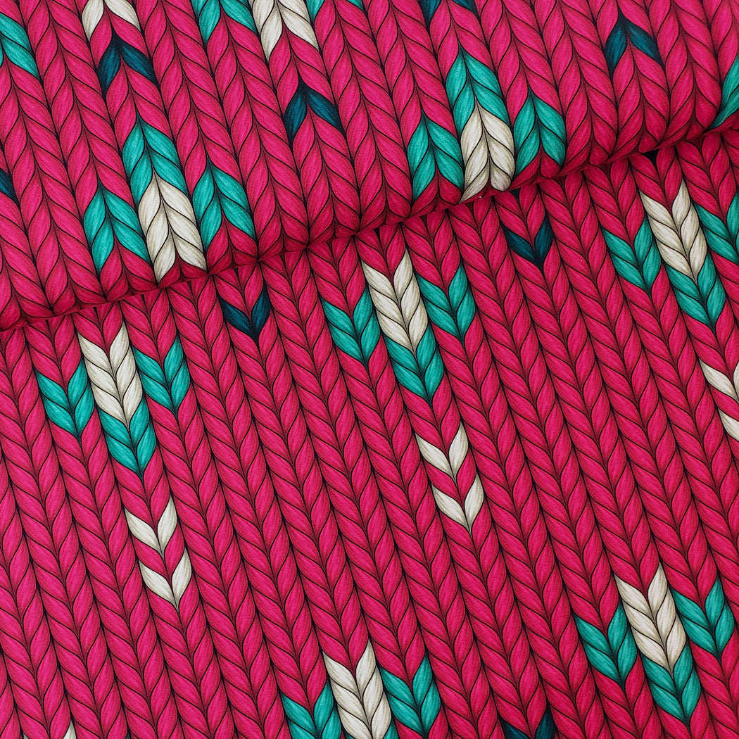Plain Stitches Granny Made Organic Jersey, Col 4 Berry-Turquoise