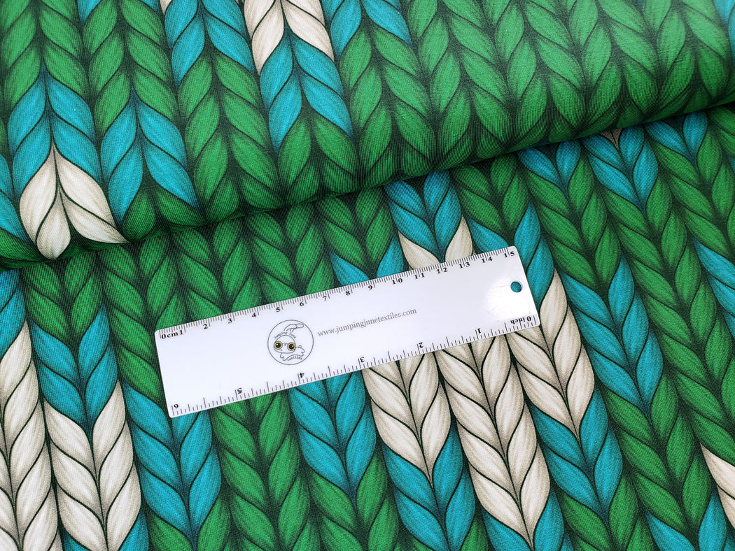 Plain Stitches Granny Made Organic Jersey, Col 3 Green-Turquoise