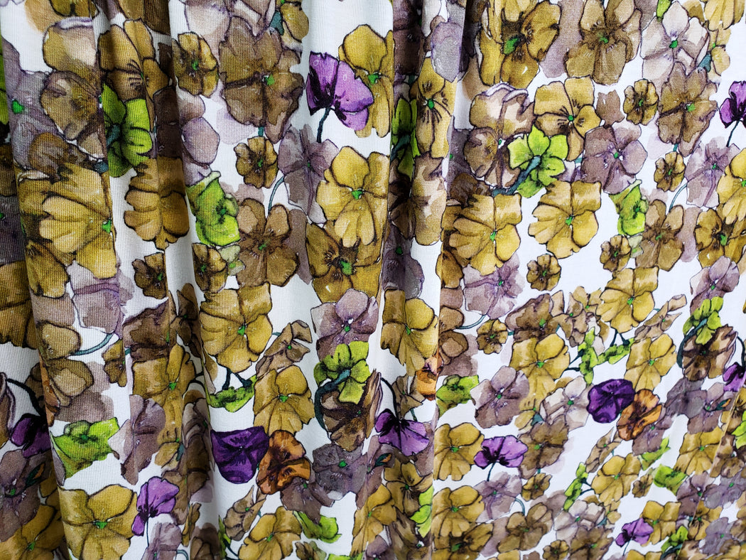 Phlox Bamboo Stretch French Terry, Olive-Violet