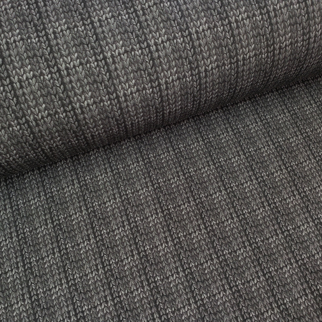 Plait Stretch French Terry, Dark Gray