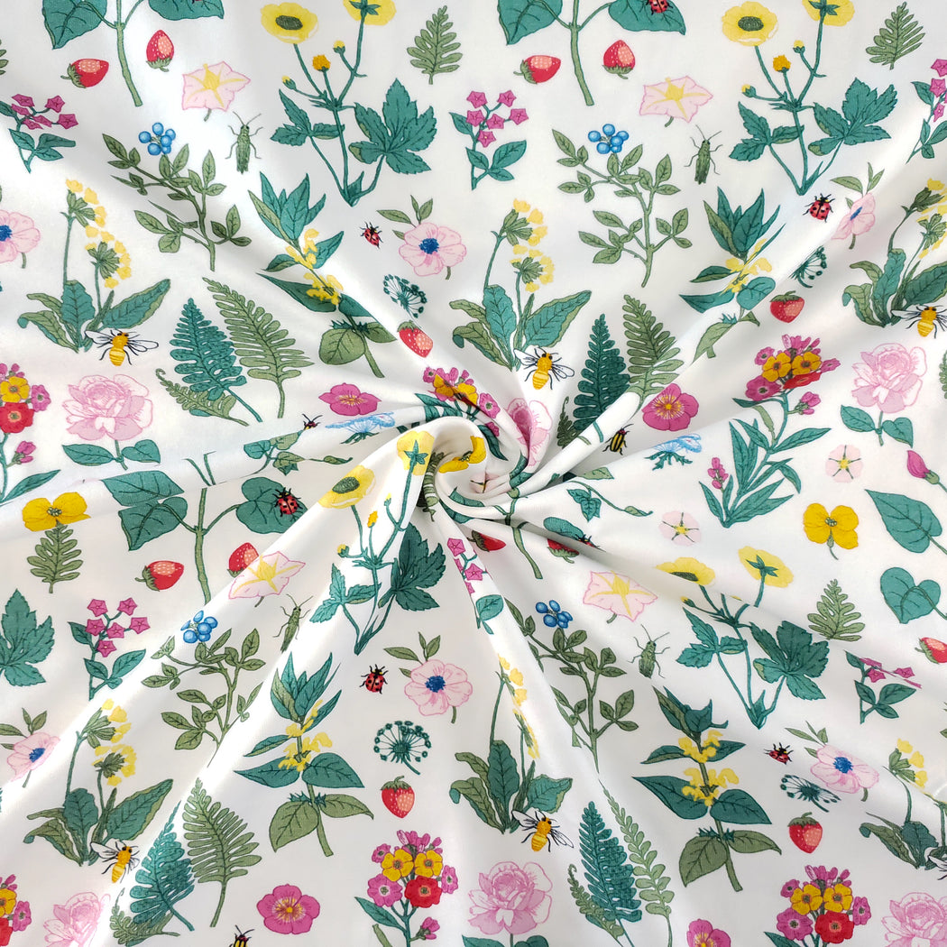 Vintage Botanicals Small Flowers Jersey, White