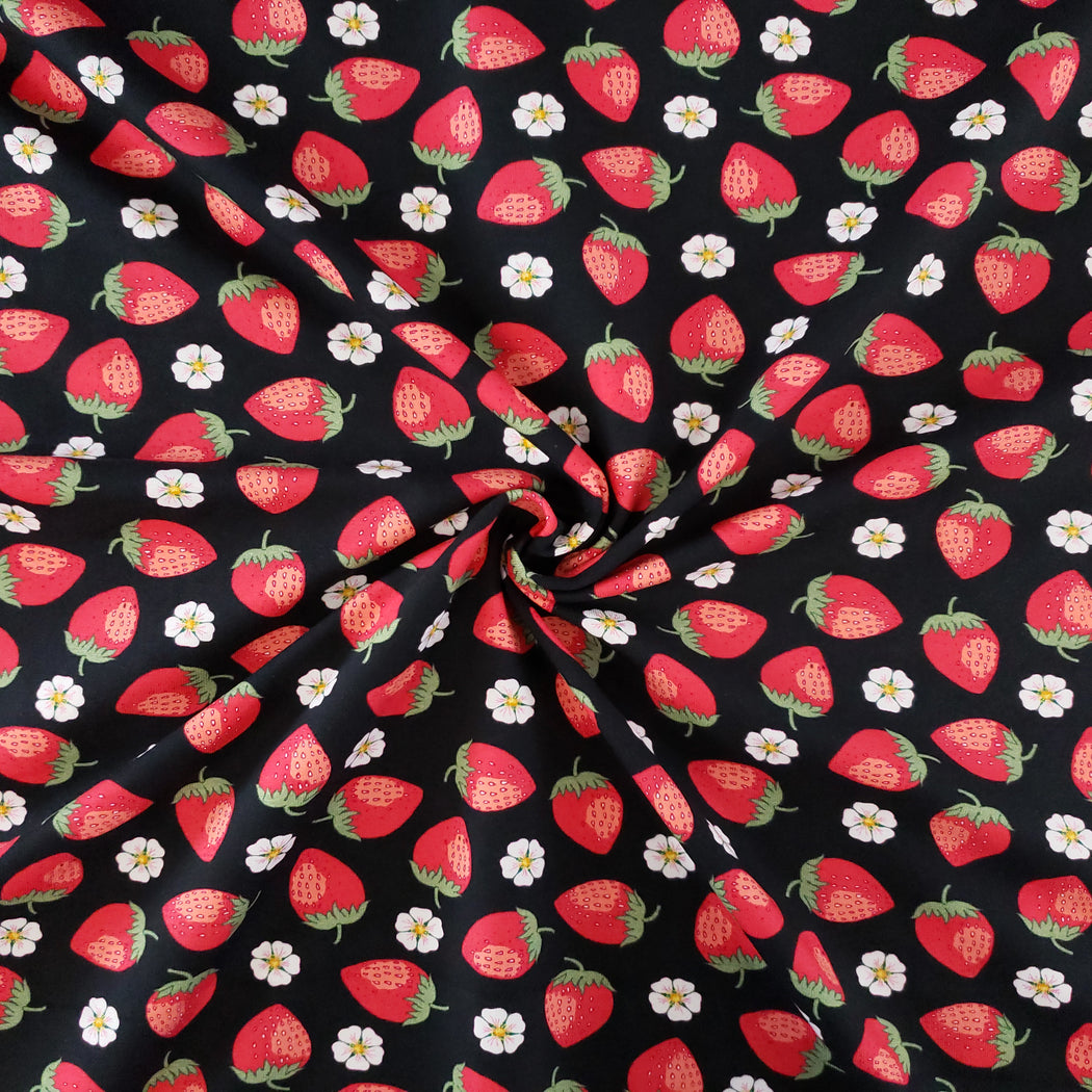 Vintage Botanicals Strawberries Jersey, Black