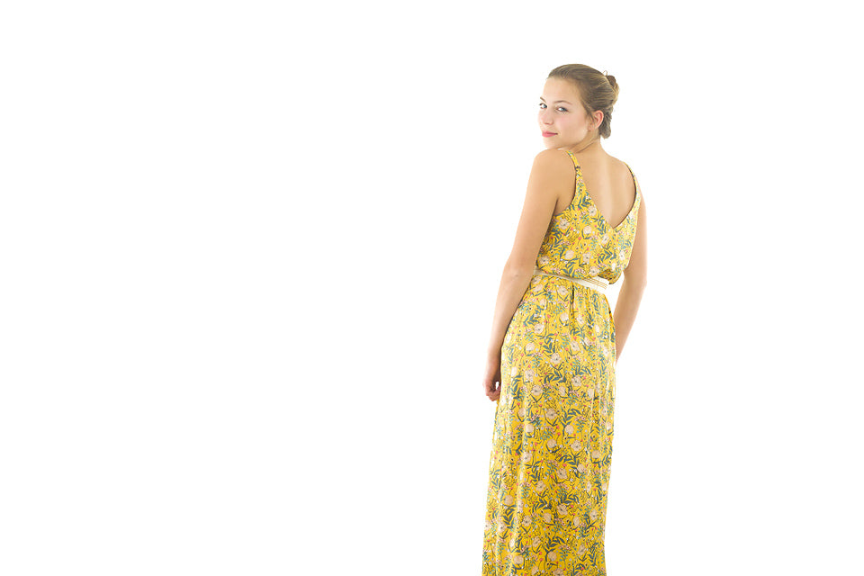 Summer Flowers Woven Viscose, Yolk Yellow