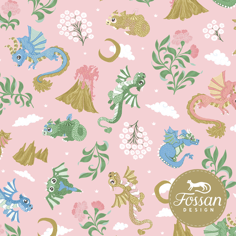 Baby Dragons Organic Jersey, Pink