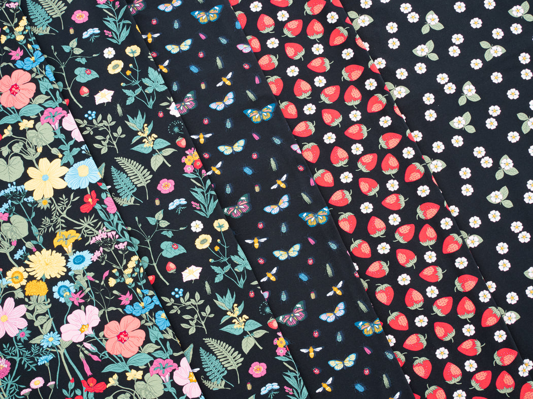Vintage Botanicals Insects Jersey, Black