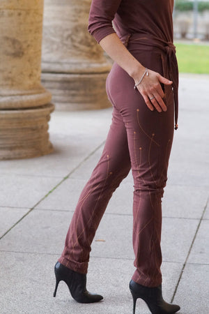CosmicBlossom Organic Stretch French Terry, Bordeaux- Copper