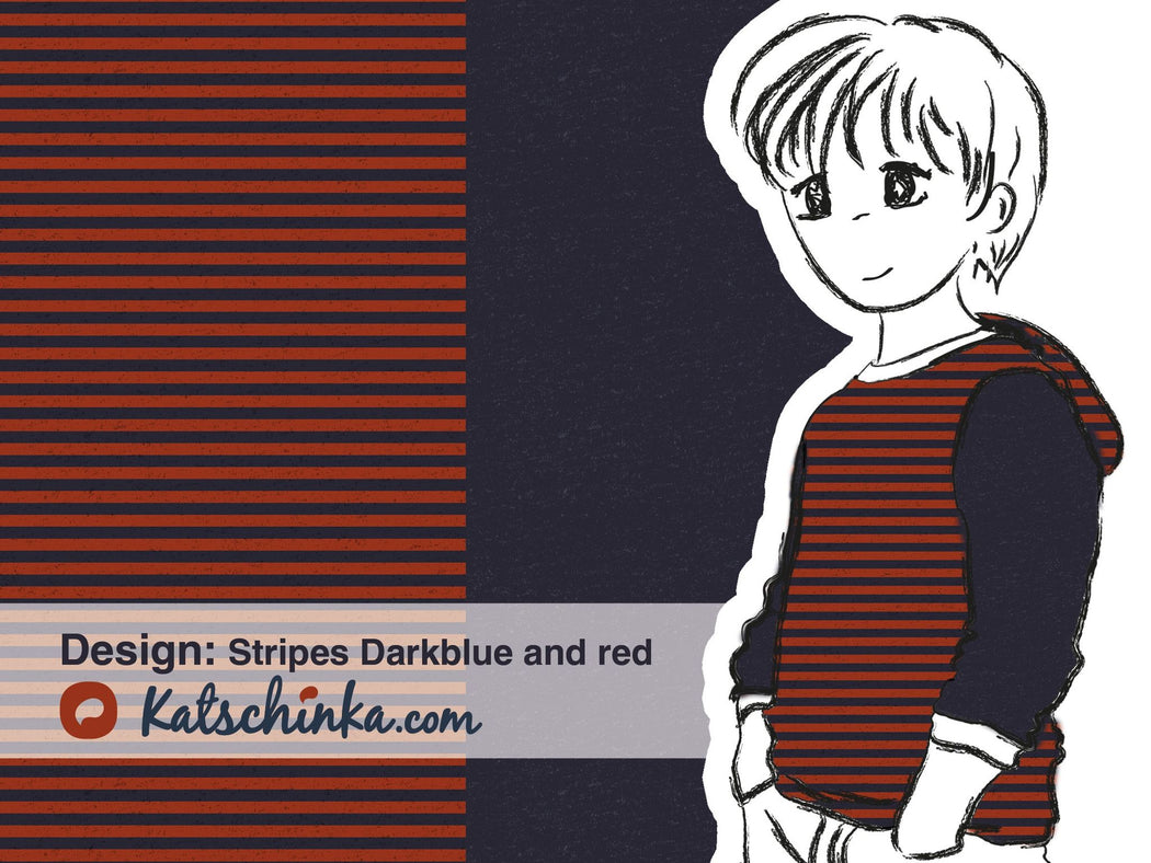 Combi Stripes Organic Jersey, Navy-Red