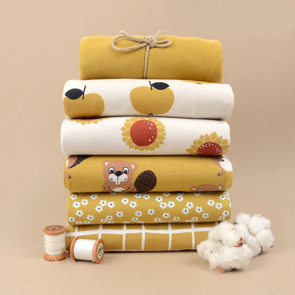 Sweet Floral Organic Jersey, Curry