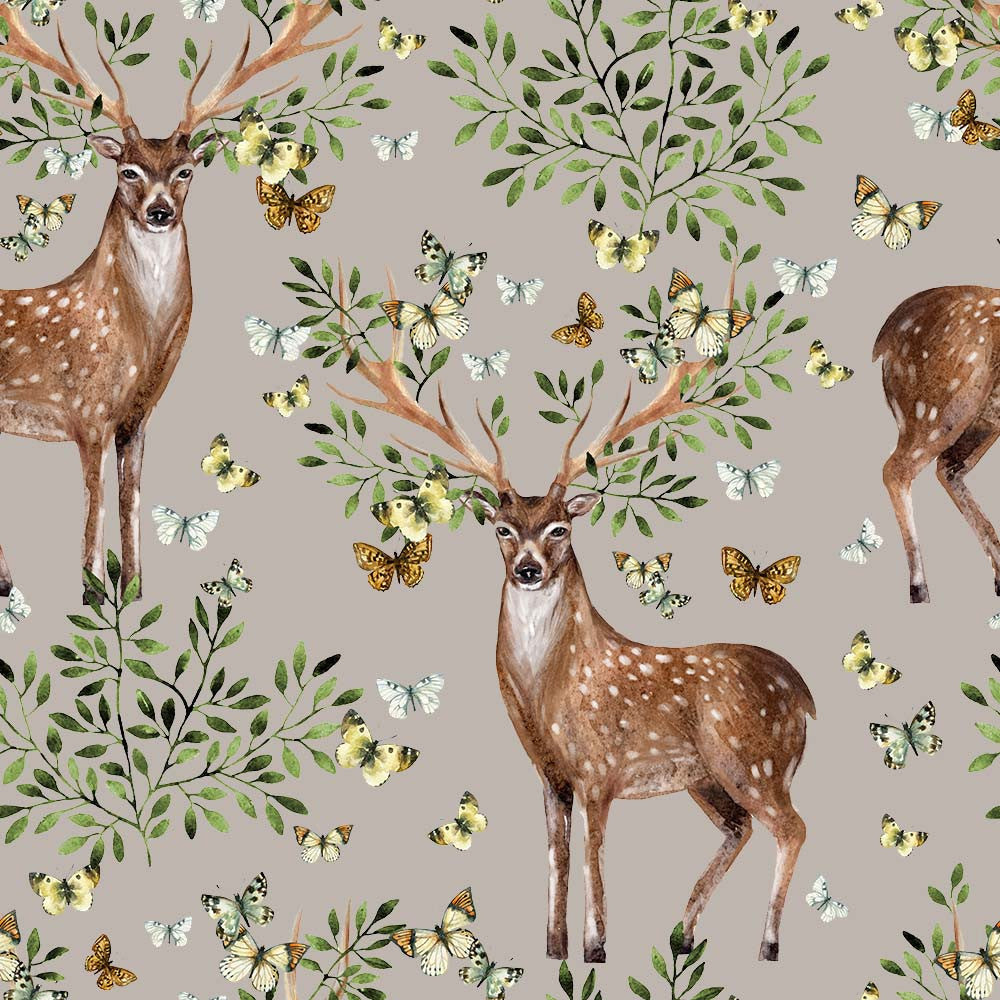 Deer & Butterfly Organic Jersey, Gray