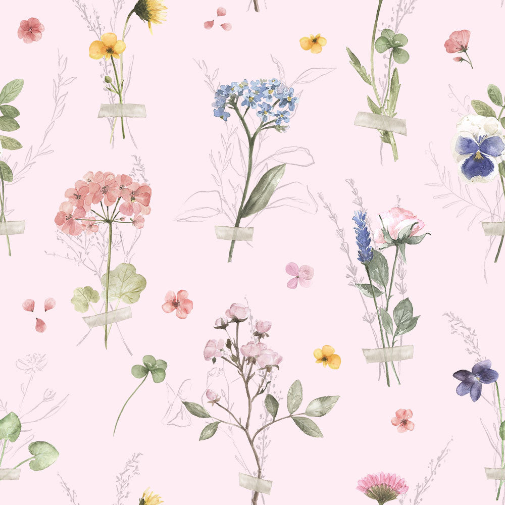 Delicate Wildflowers Organic Jersey, Pink