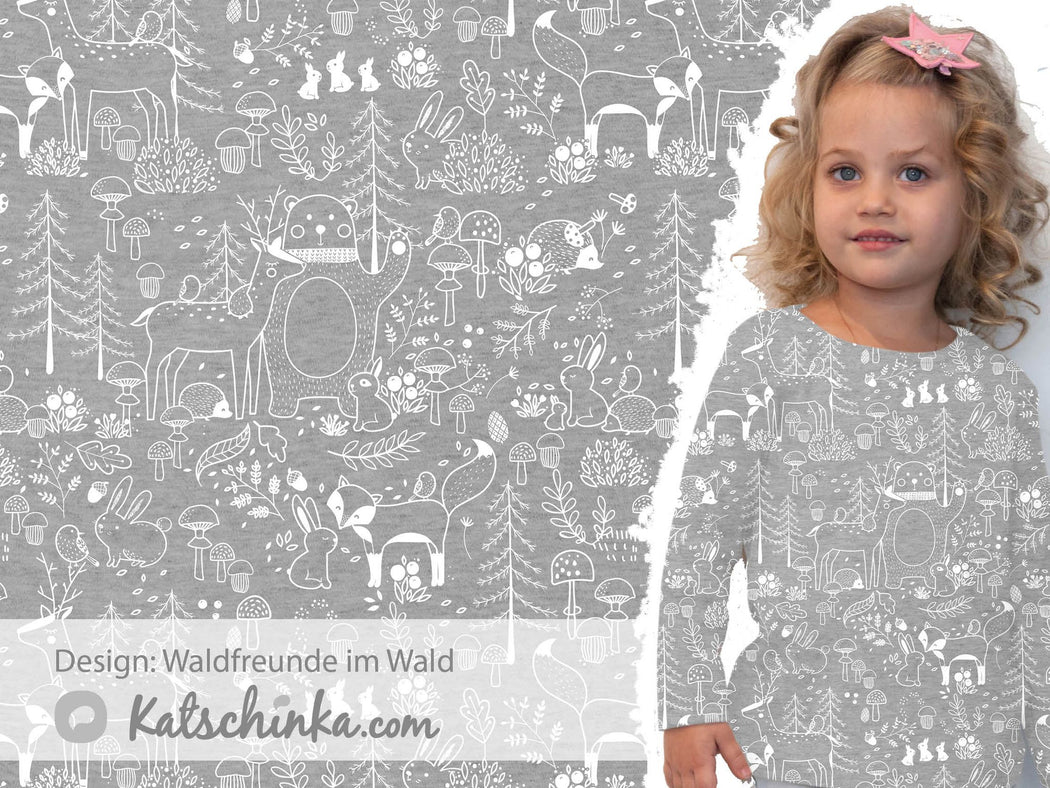 Forest Friends Gray Organic French Terry